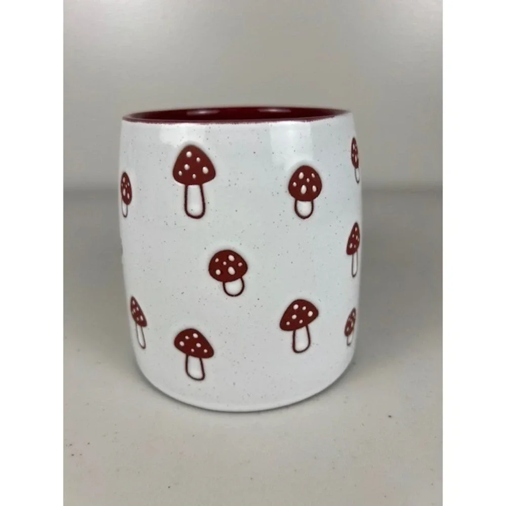 Mushroom Mug 24 oz by Gallery Tabletop White Red Speckled Ceramic Coffee Tea Cup - Picture 2 of 9